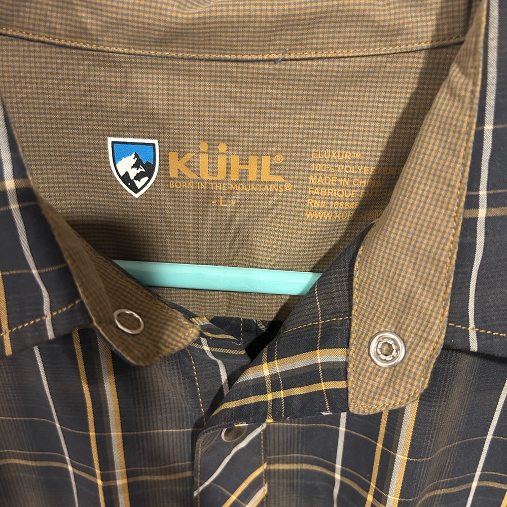 Kuhl Eluxur Pearl Snap Button Shirt Men's L Plaid Brown - Picture 3 of 3